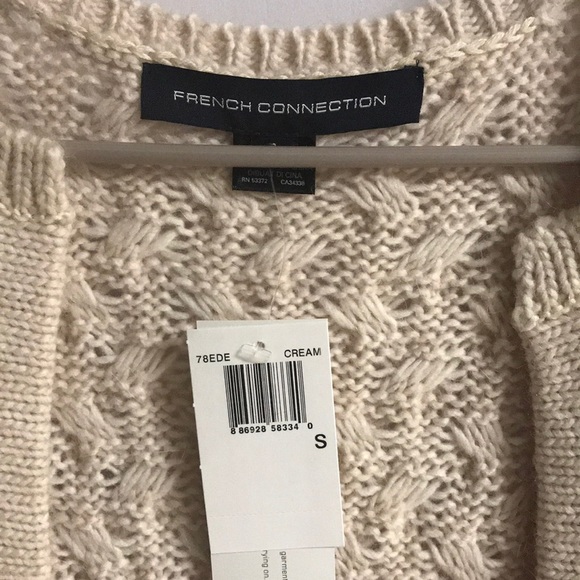 French Connection Beige Fur Cardigan Sweater S - Picture 5 of 6
